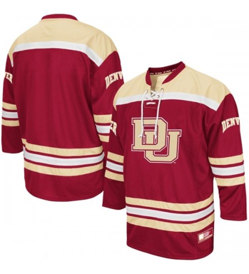 Custom NCAA Colosseum Crimson Denver Pioneers Hockey Jersey Red